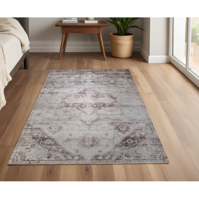 4' X 6' Brown and Ivory Oriental Area Rug