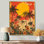 «Cianfero Red Summer Fire - Sunflowers», art mural sur toile