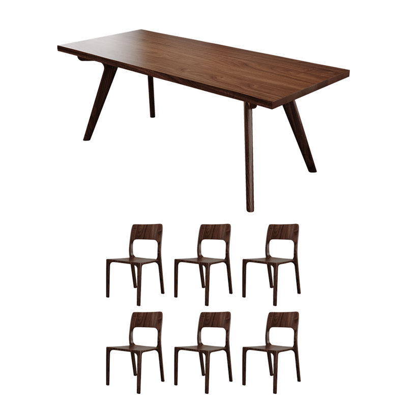 Table de salle à manger rectangulaire en noyer noir, H 29,52 po x L 78,74 po x l 31,49 po