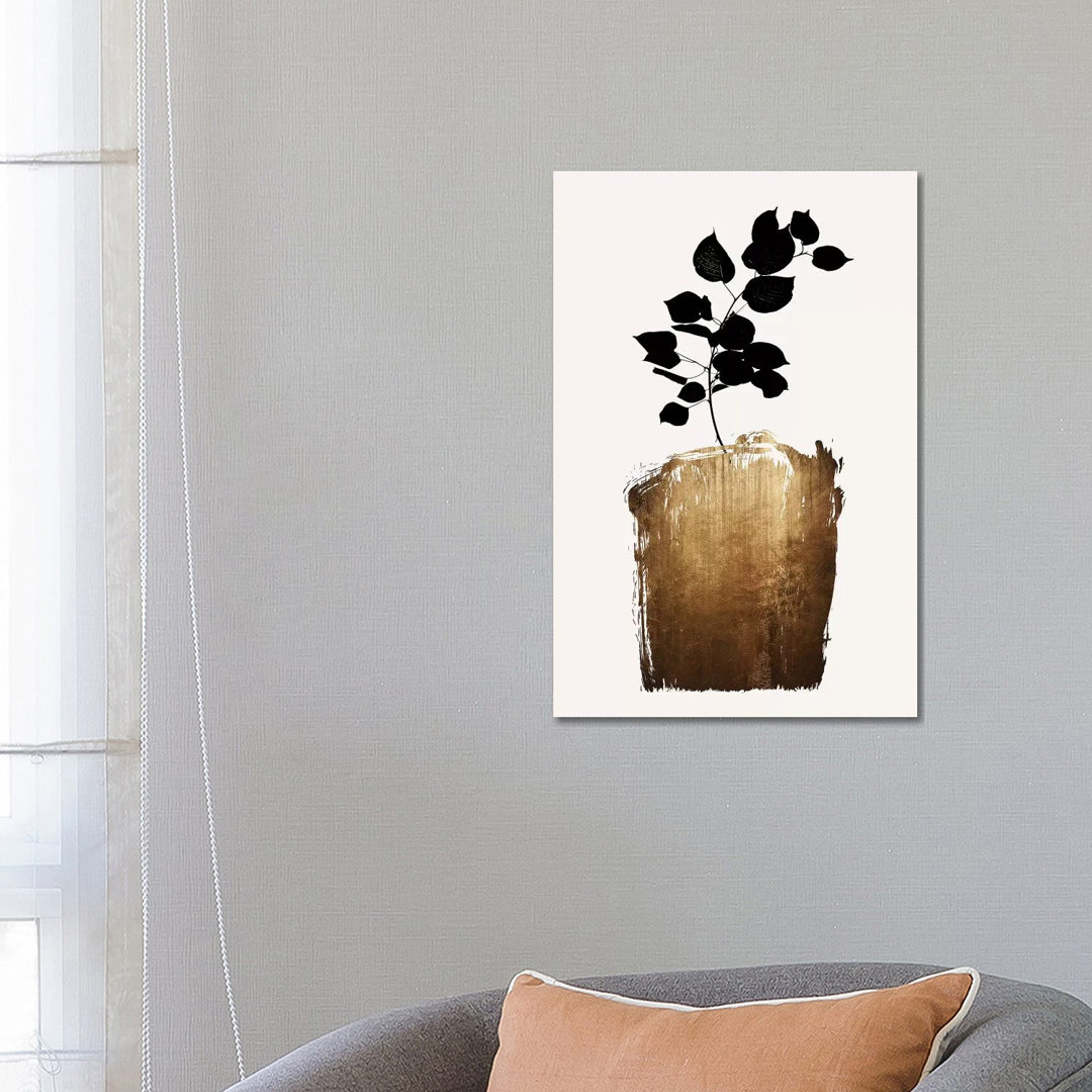 Scabiosa -Gold by Kubistika - Wrapped Canvas Print