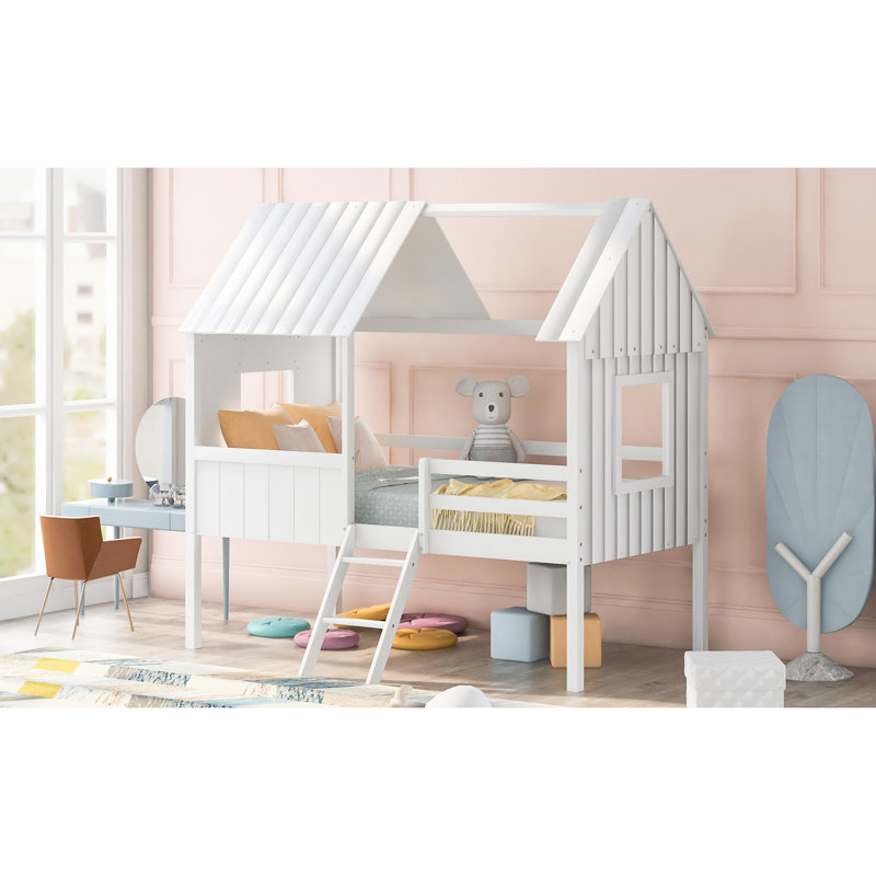 Lit mezzanine simple bas en blanc