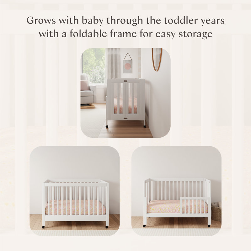 Maki 2-in-1 Convertible Portable Crib, White