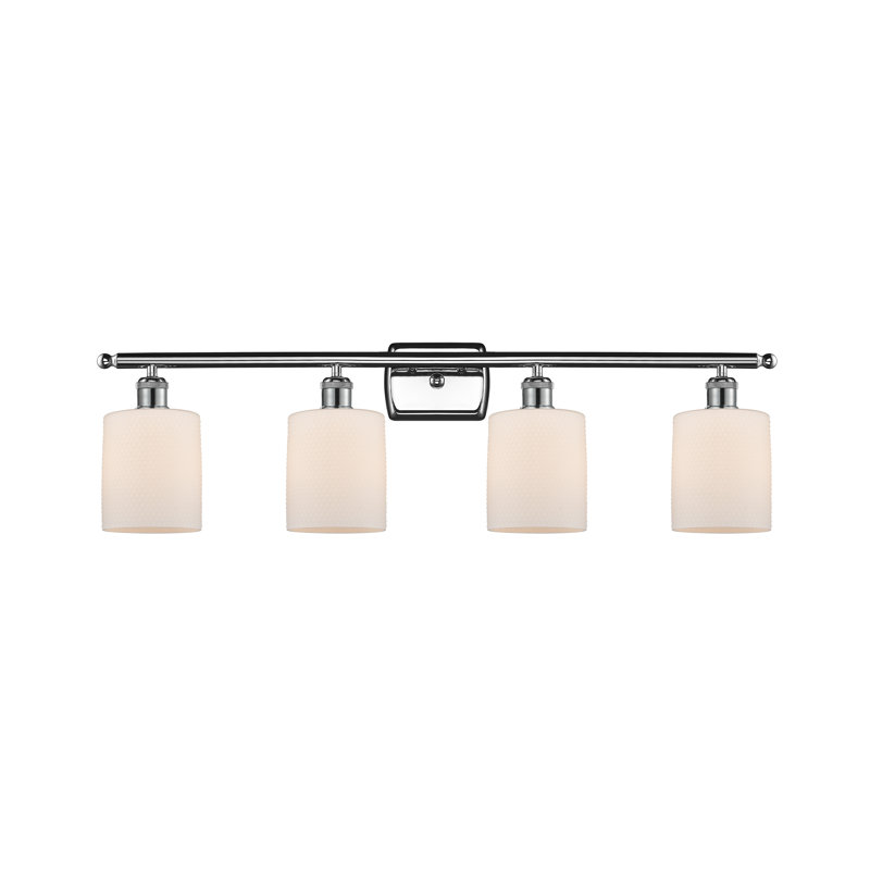 Éclairage de salle de bain à intensité variable 4 lumières Leilani, Ampoule DEL 6 watts Vinage, Chrome poli, Blanc mat