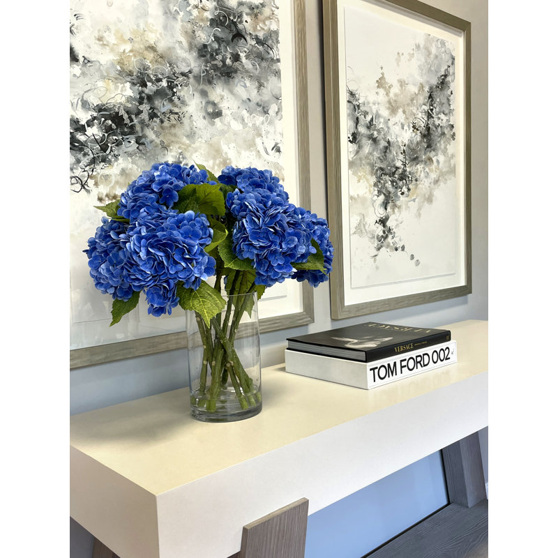 Real Touch Hydrangeas Arranged in a Glass Vase