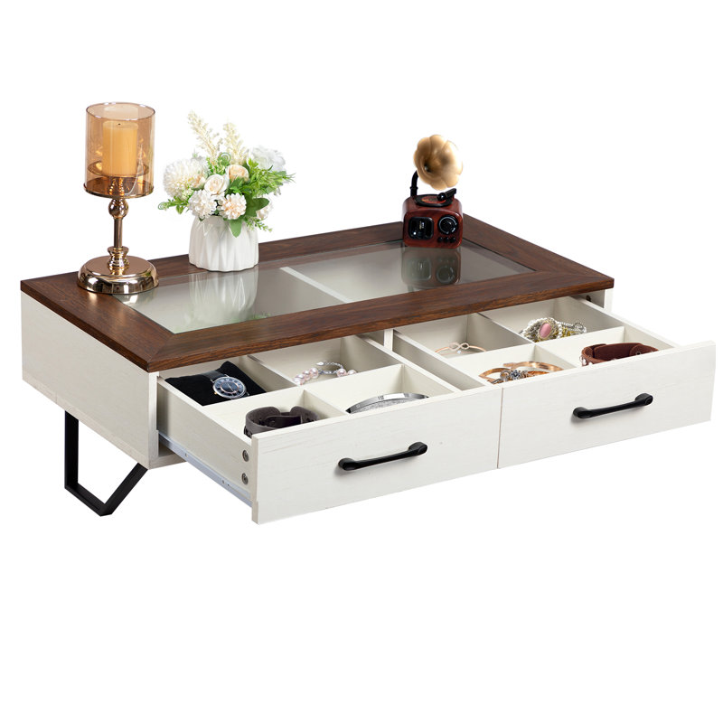 Floating Shelf With Drawer,floating Drawer For Bathroom, White Wall Mounted Desk,pull Out Drawer, 31 Inch Surface, Floating Wall Desk, Hanging Desk