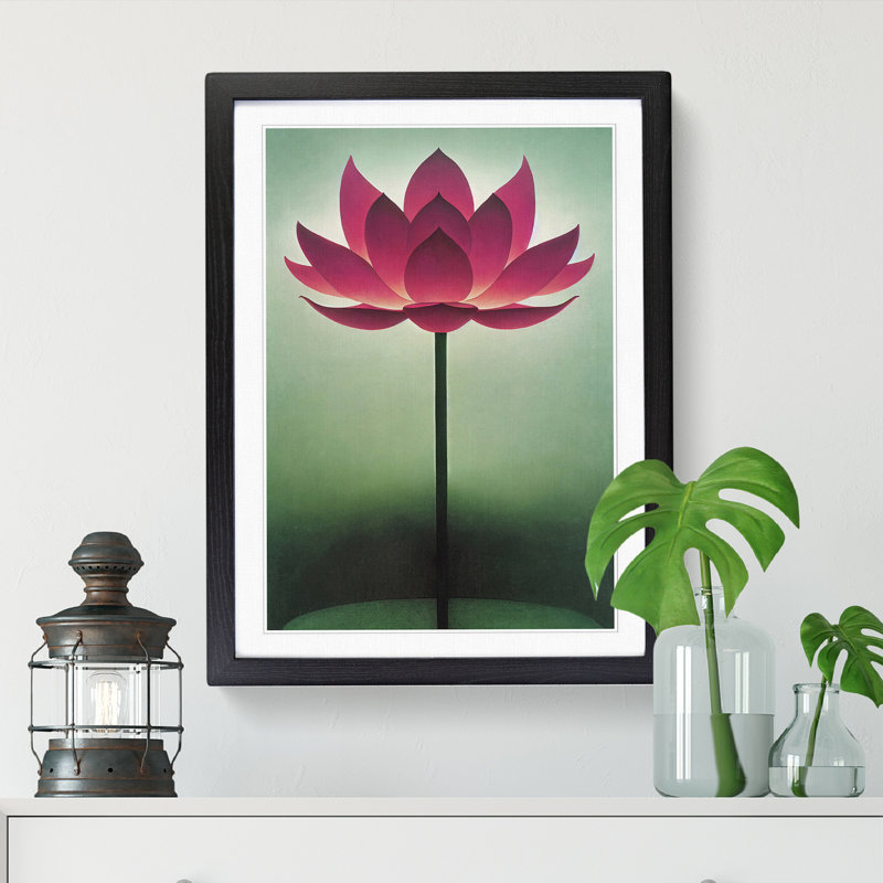 Lotus Flower - Single Picture Frame Print, Black, 46cm H x 34cm W x 2cm D