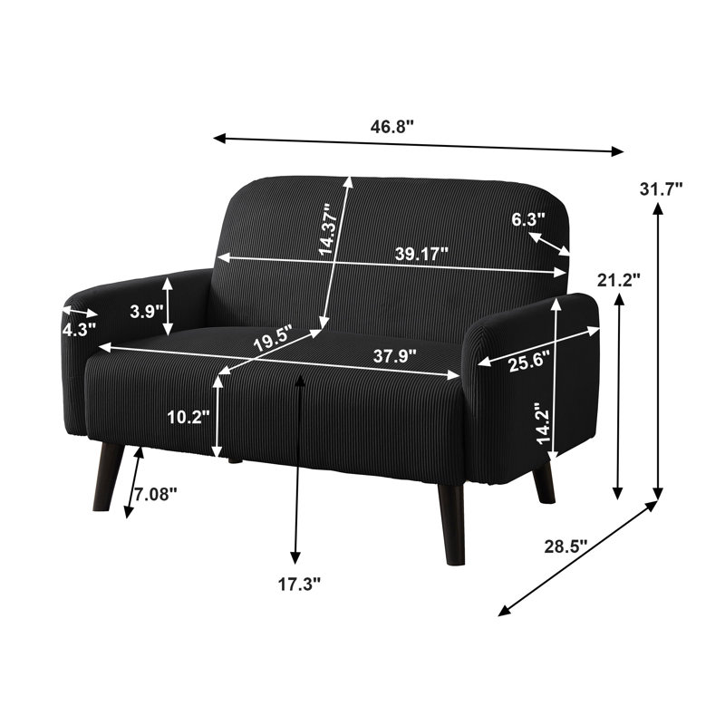Loveseat For Small Space, Dark Gray