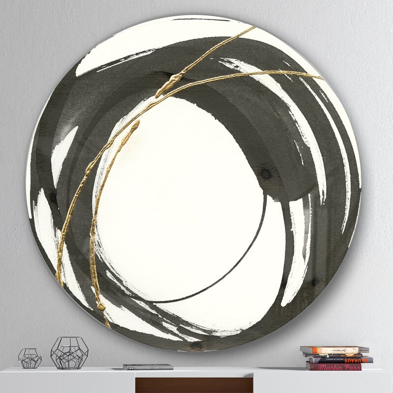 Gold Glamour Circle I - Painting Print Metal Circle Wall Art