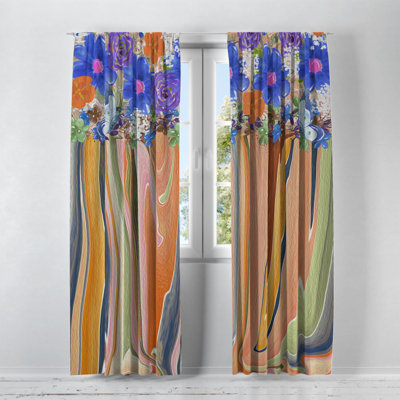 Panneaux de rideaux semi-transparents à motif floral