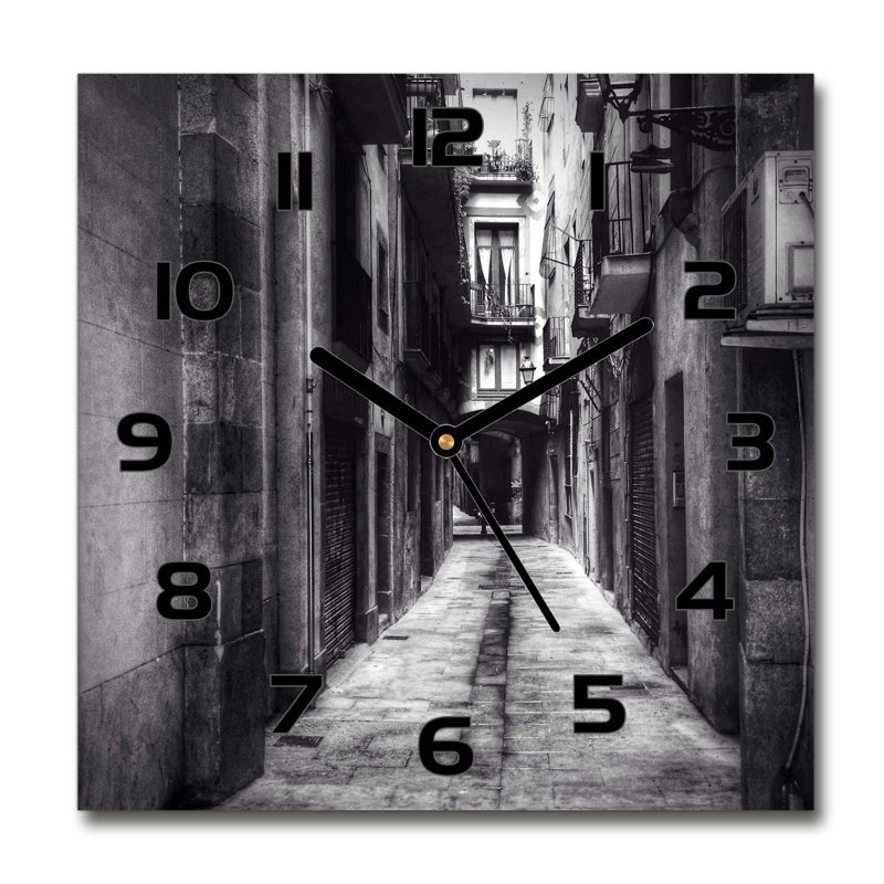 Glass Wall Clock, Grey/Brown/Black