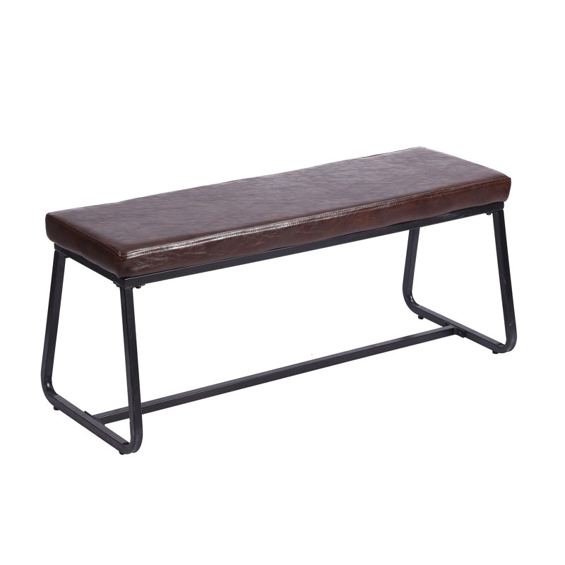 Banc rembourré en similicuir Audet, Brun / noir, H 17,72 po x l 42,53 po x P 16,54 po