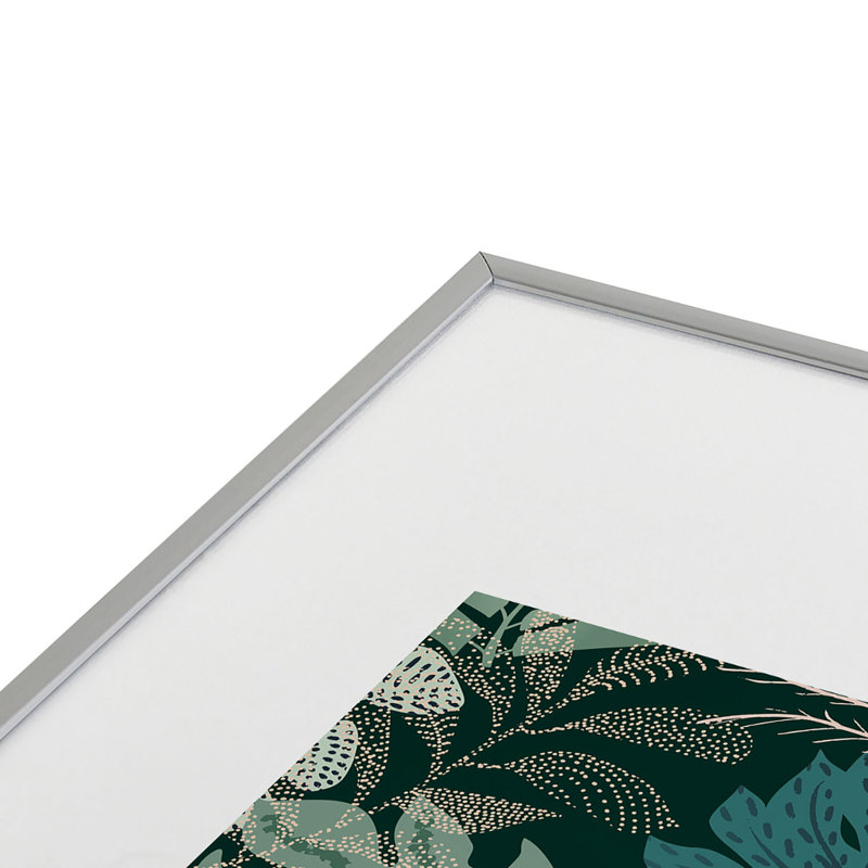 DESIGN, impression de nuit encadrée, feuilles tropicales émeraude de Dannick, Cadre métallique argenté