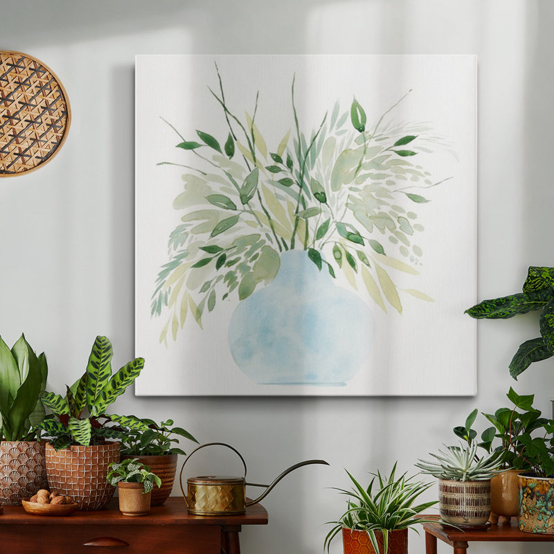 Greenery Bouquet II - Toile tendue avec châssis de qualité supérieure - prête à être accrochée