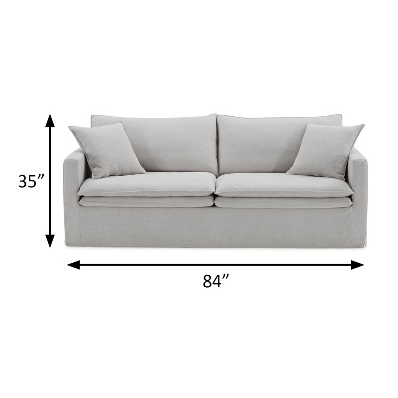 84" W Transitional Sofa, Light Gray, Light Gray