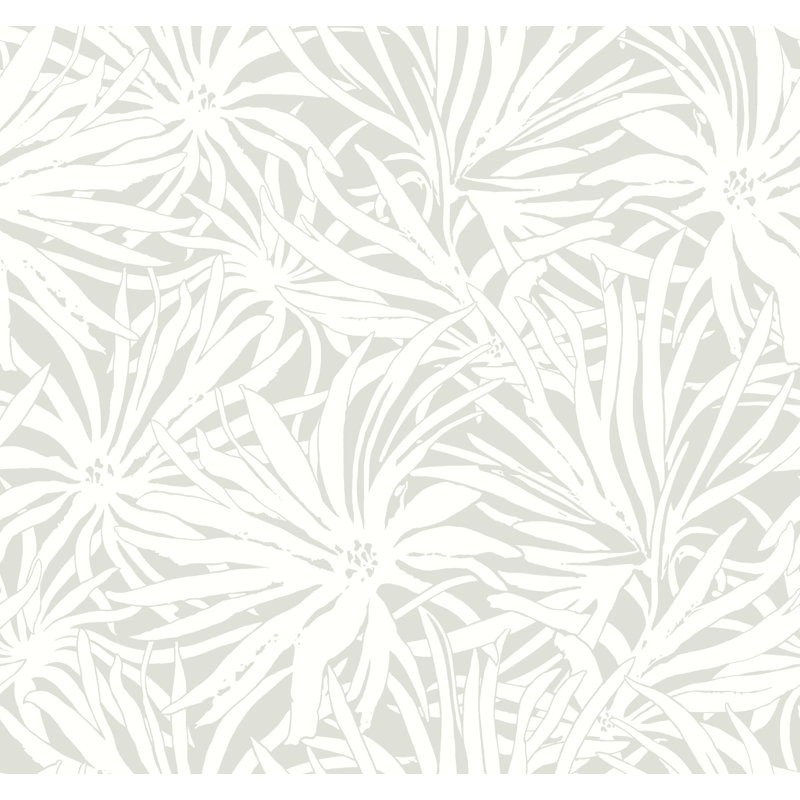 Papier peint floral avec auvent crème, Gris