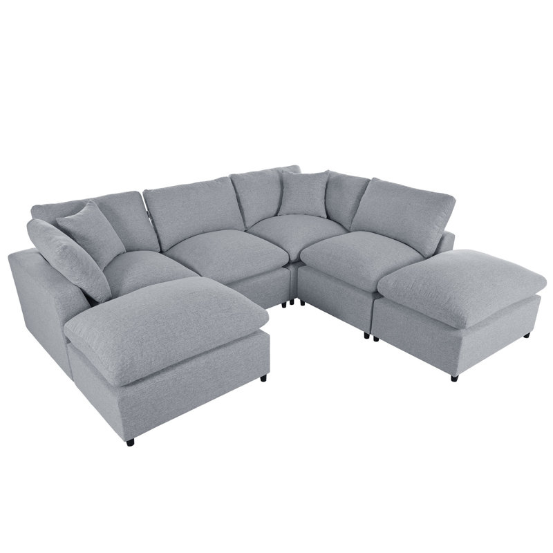 Canapé modulaire polyvalent en forme de U en polyester pour le confort d'un salon moderne