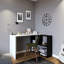 Bureau d'étude moderne avec bibliothèque, blanc et noir, 47,2 po x 29,5 po x 29,5 po | Panneau de particules 100% enduit de mélamine, épaisseur 0,71 pouce | Support mural, tablettes multiples, design élégant et fonctionnel pour le bureau à domicile-1511468112