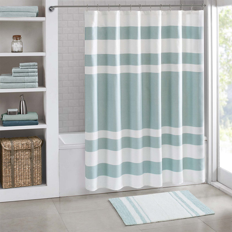 Aaniyah Cotton Bath Rug, 24"W x 72"L, Aqua
