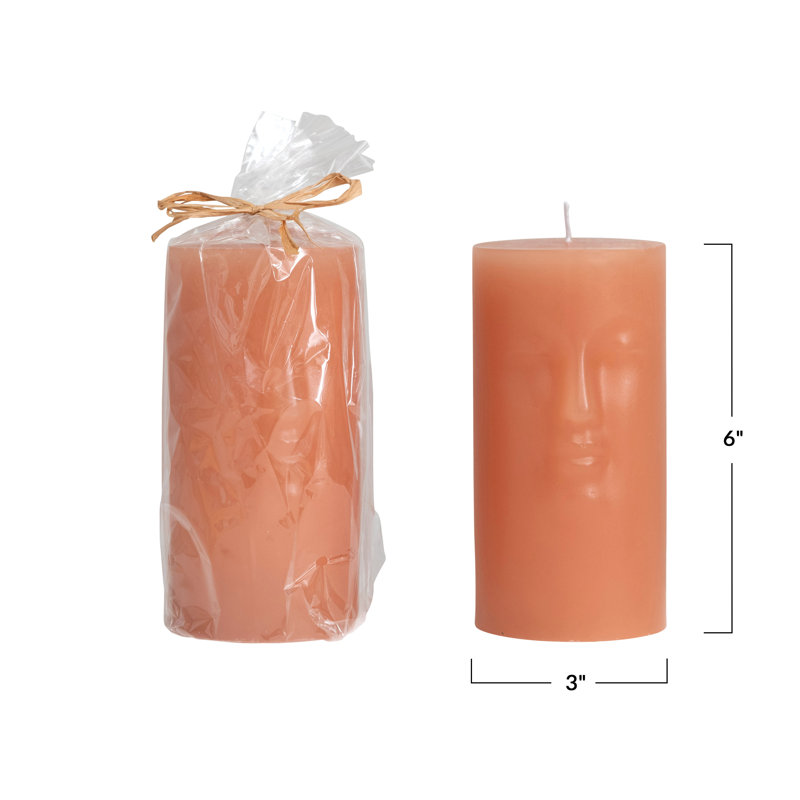 Bougie pilier sans parfum, Rose, H 6 po x l 3 po x P 3 po