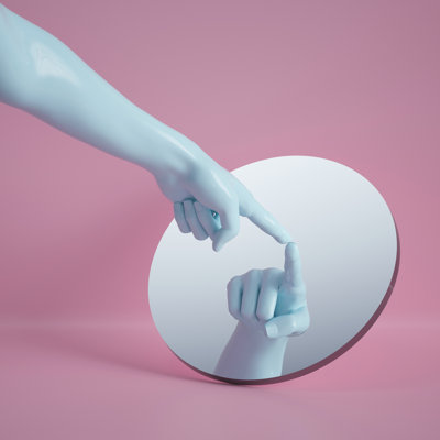" Hand Reflection In Mirror "