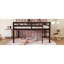 Lit mezzanine double en bois d'hévéa avec échelle, espresso