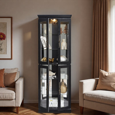 Lighted Glass Curio Display Cabinet With Led Light And Adjustable Shelves by Winston Porter