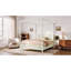 Grand lit plateforme à baldaquin en bois avec lattes de soutien, beige-668347240-668347242