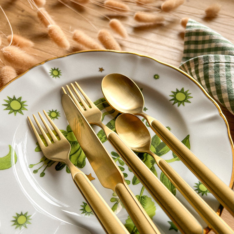 Fantasia 5 - Piece Stainless Steel Flatware Set - Service for 1, Black
