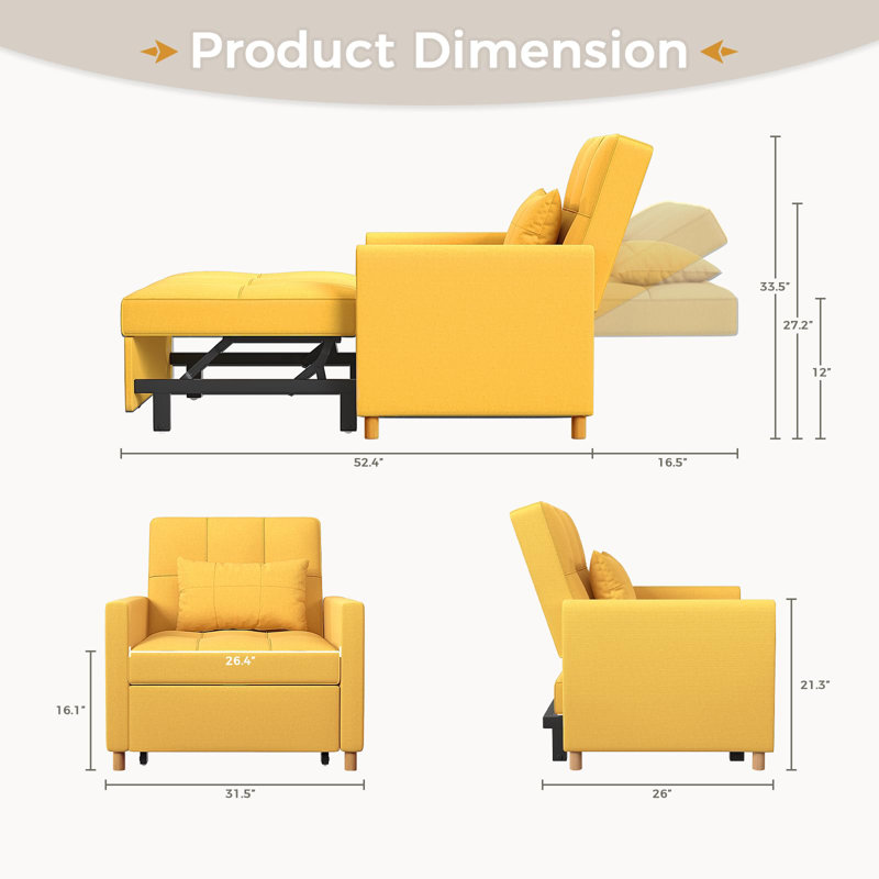 Upholstered Accent Chair, Yellow Linen