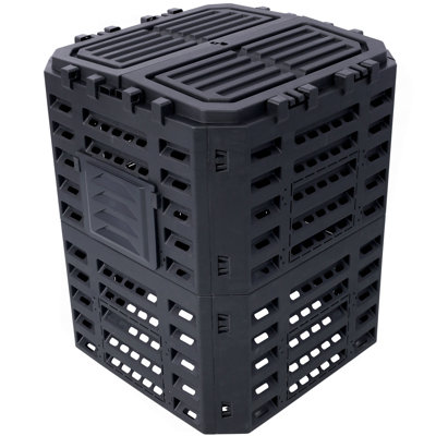 Garden Composter Bin Made From Recycled Plastic – 90 Gallons (340Liter) Large Compost Bin - Create Fertile Soil With Easy Assembly, Lightweight, Aerating Outdoor Compost Box