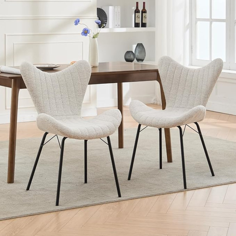 49cm H Upholstered Metal Accent, White