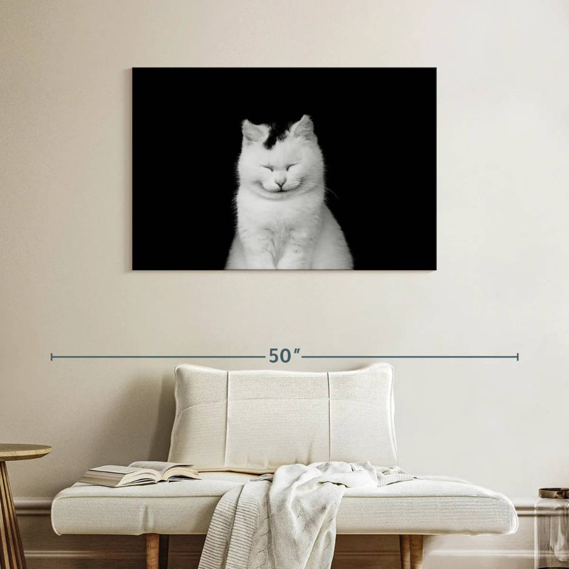 Brampt Delighted White Cat, 26" H x 39" W