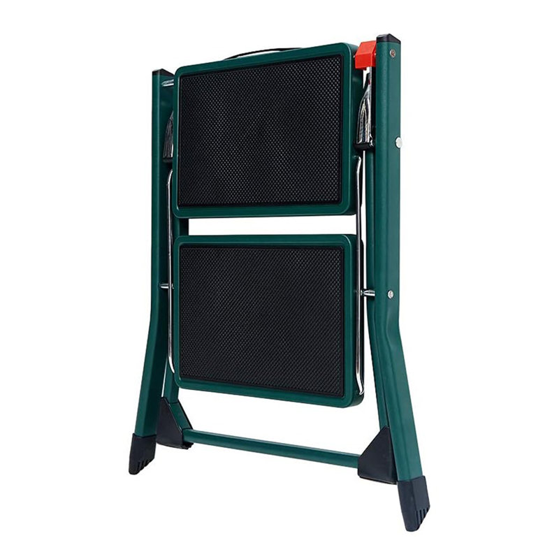 2 - Step Steel Lightweight Folding Small Step Ladder, Green