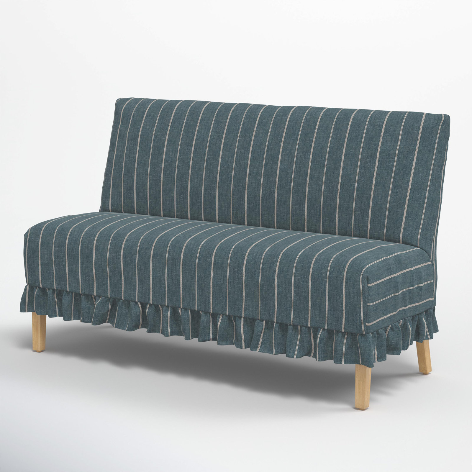 Maggie Slipcover Dining Banquette, Fritz Indigo Stripe