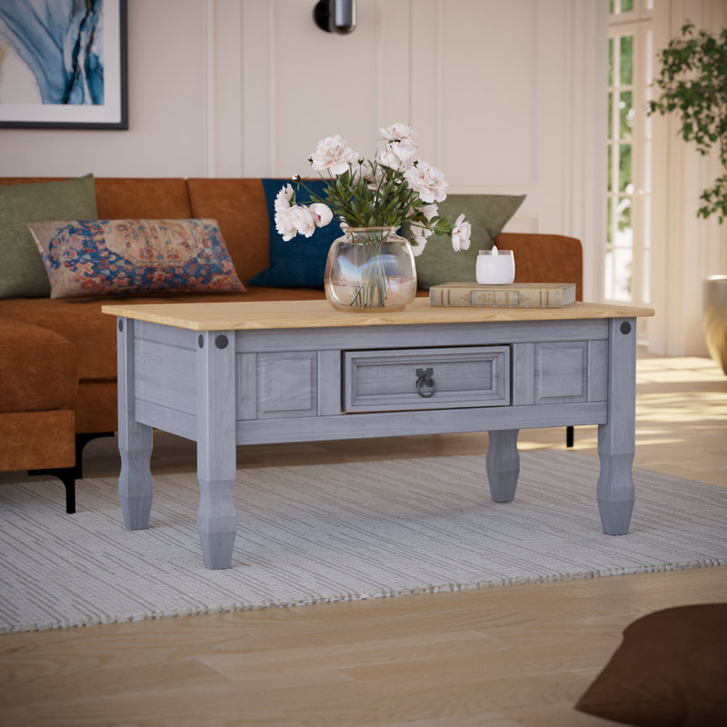 Pippa Solid Wood Four Leg Coffee Table with Storage