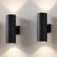 Applique murale extérieure cylindrique en aluminium noir mat Lund, réglable en hauteur et en profondeur-938820213