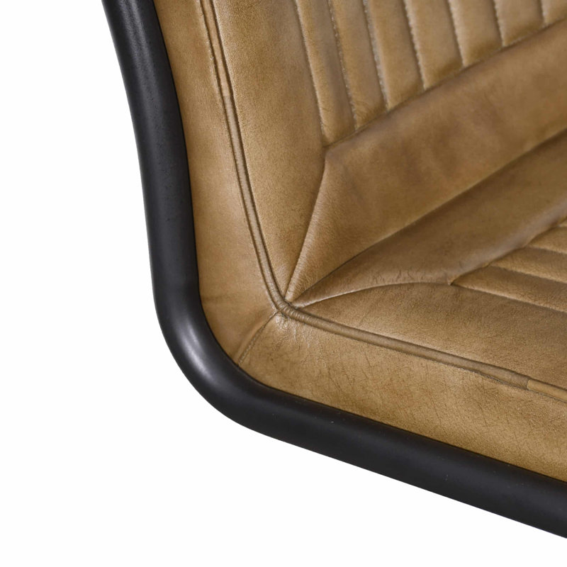 Auterson 18.9 cm H Upholstered Leather Accent, Tan