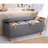 Stylish Pouffe with Beechwood Legs, Dark Grey | 50% Cotton / 50% Linen | 39.4 x 17.7 x 16.1 inches | 35 DNS Orthopedic Sponge, Thickness: 3.1 inches | Perfect for Living Room & Bedroom Decor, Comfortable and Durable-604248825