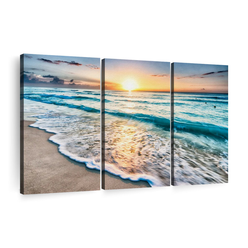 «Foamy Cancun Beach», reproduction d'art sur toile, H 32 po x l 50 po x P 1,25 po