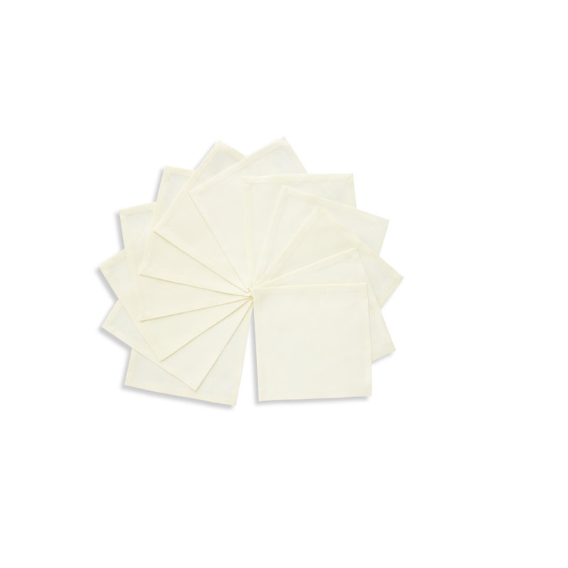 Dru - Cotton Linen Plain Cocktail Napkins, Ivory
