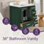 Meuble-lavabo sur pied 36 po avec lavabo, armoire de rangement en bois massif-133601340