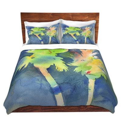 Ensemble de housse de couette simple DiaNoche en microfibre par Sheila Golden - Palms Last Light