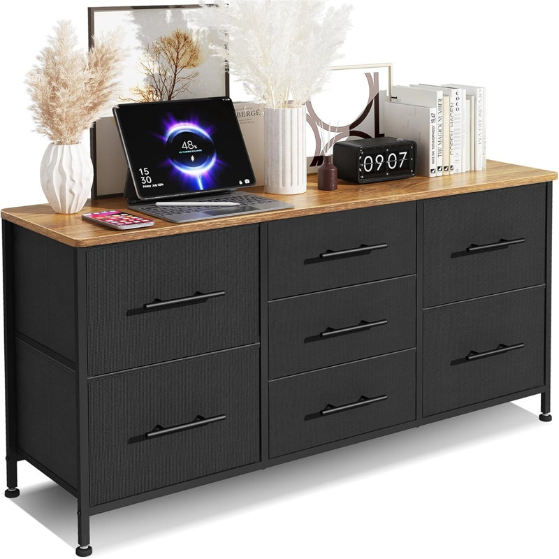 110cm W 7 - Drawer Chest of Drawers, Black