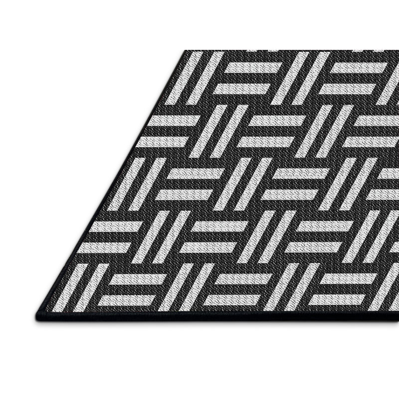 Tapis noir/blanc à motifs Izzo, Rectangle 5 pi x 7 pi