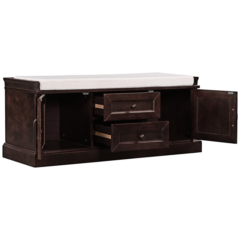 Banc de rangement avec 2 tiroirs et 2 armoires, Espresso