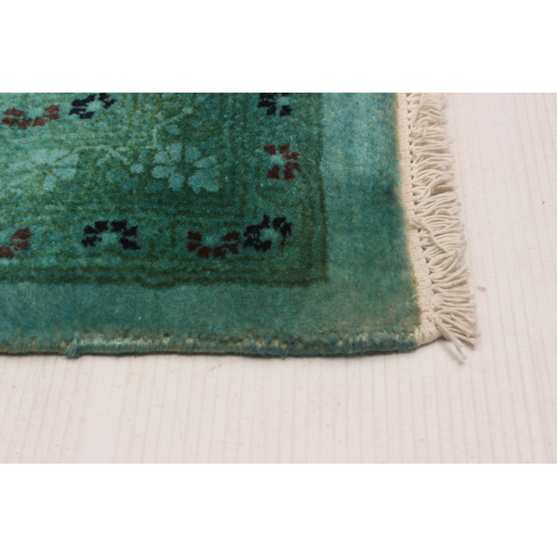 Tapis cyan noué à la main unique 9 pi 3 po x 12 pi 0 po