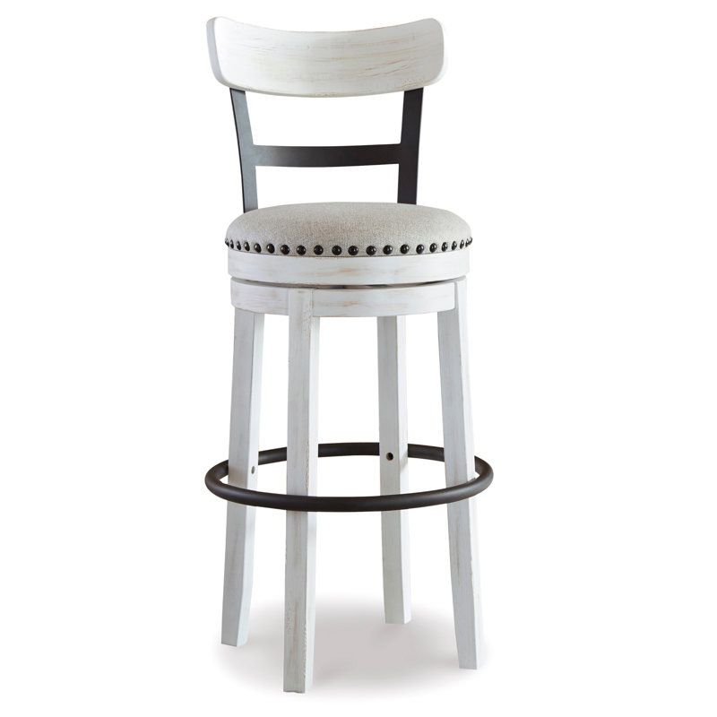 Upholstered Counter Stool, White, Bar Stool (30" Seat Height)