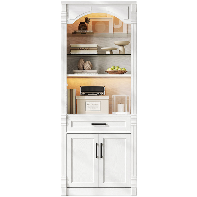 71"x 28"W Standard Bookcase with 3-Tiers Shelf and Drawer for Living Room,Office, White