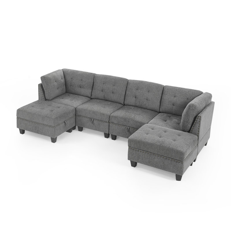 Modern Sofa U Shape Modular Sectional Sofa,DIY Combination,Includes Two Single Chair ,Two Corner And Two Ottoman