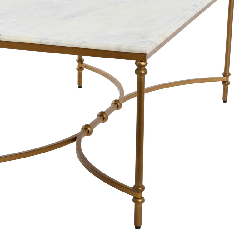 Libertine Genuine Marble and Metal Coffee Table, Gold 